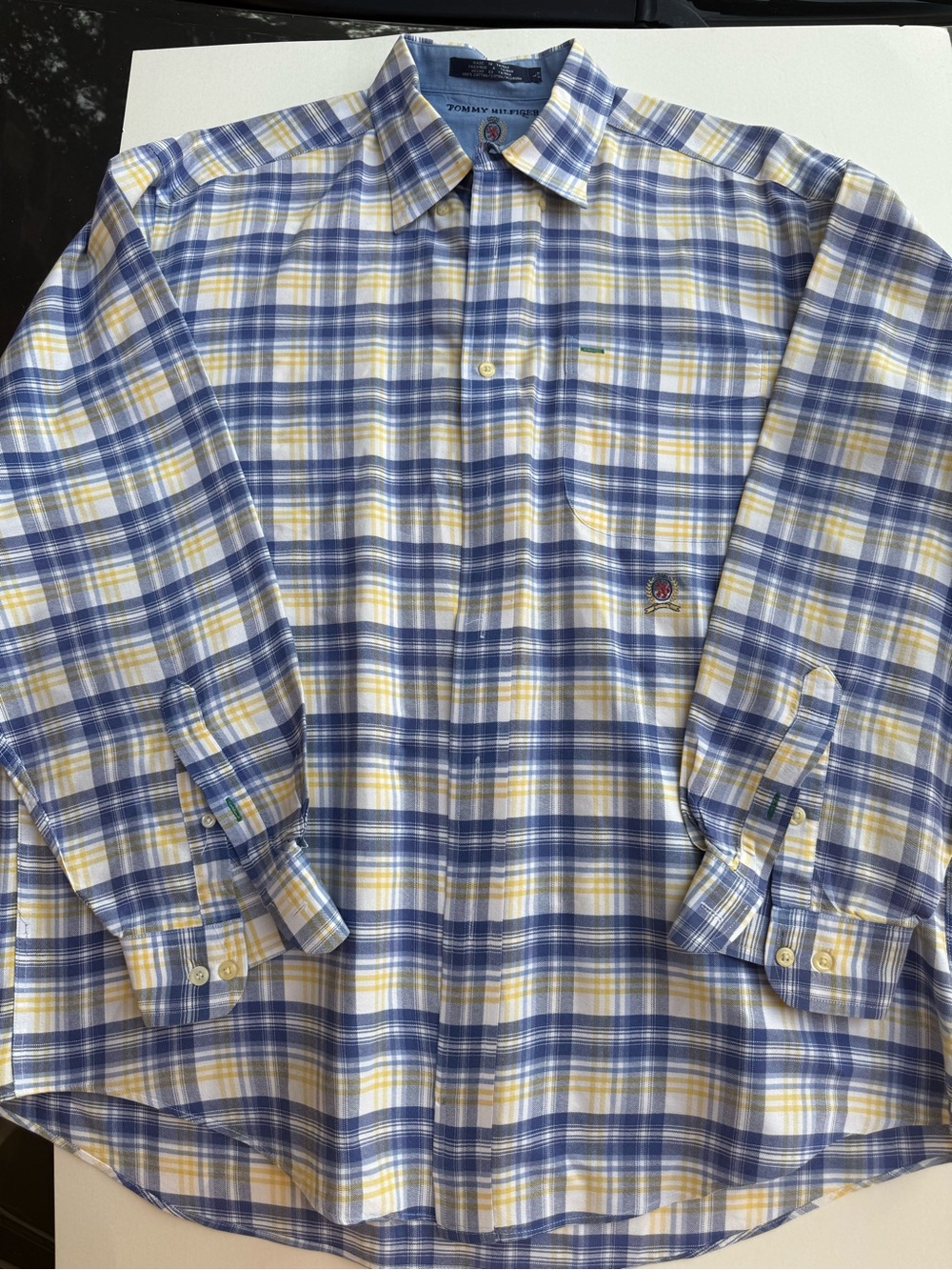 Tommy Hilfiger Long Sleeve Plaid Button Up Shirt Large Preppy College School VTG
